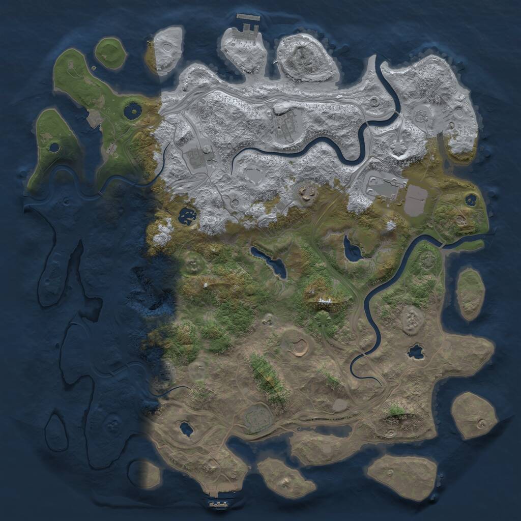 Rust Map: Procedural Map, Size: 4500, Seed: 6977, 14 Monuments