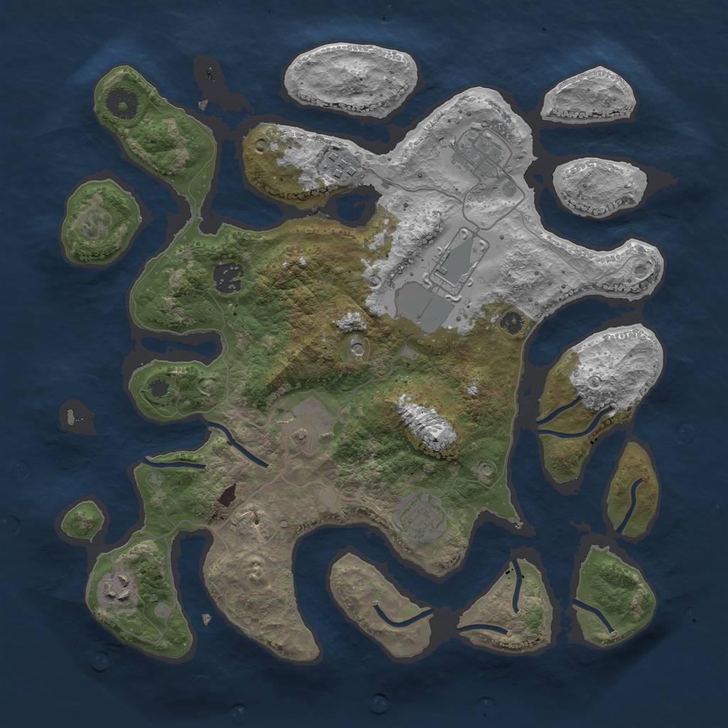 Rust Map: Procedural Map, Size: 3500, Seed: 1723292512, 10 Monuments