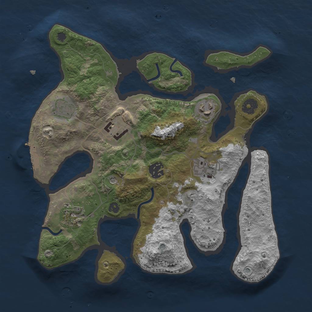 Rust Map: Procedural Map, Size: 3000, Seed: 1738482083, 10 Monuments