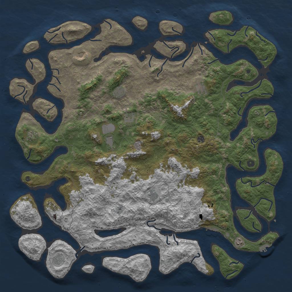 Rust Map: Procedural Map, Size: 6000, Seed: 25011984, 16 Monuments