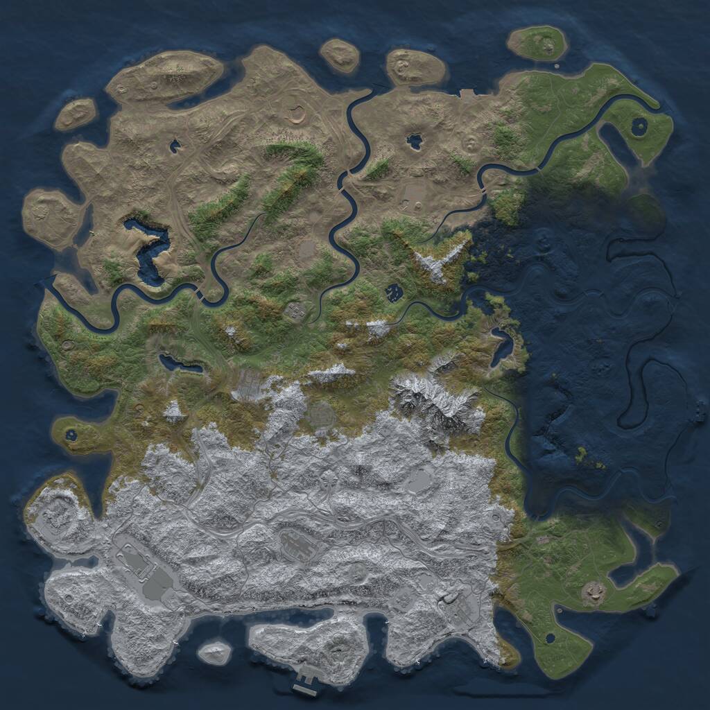 Rust Map: Procedural Map, Size: 6000, Seed: 25011984, 17 Monuments