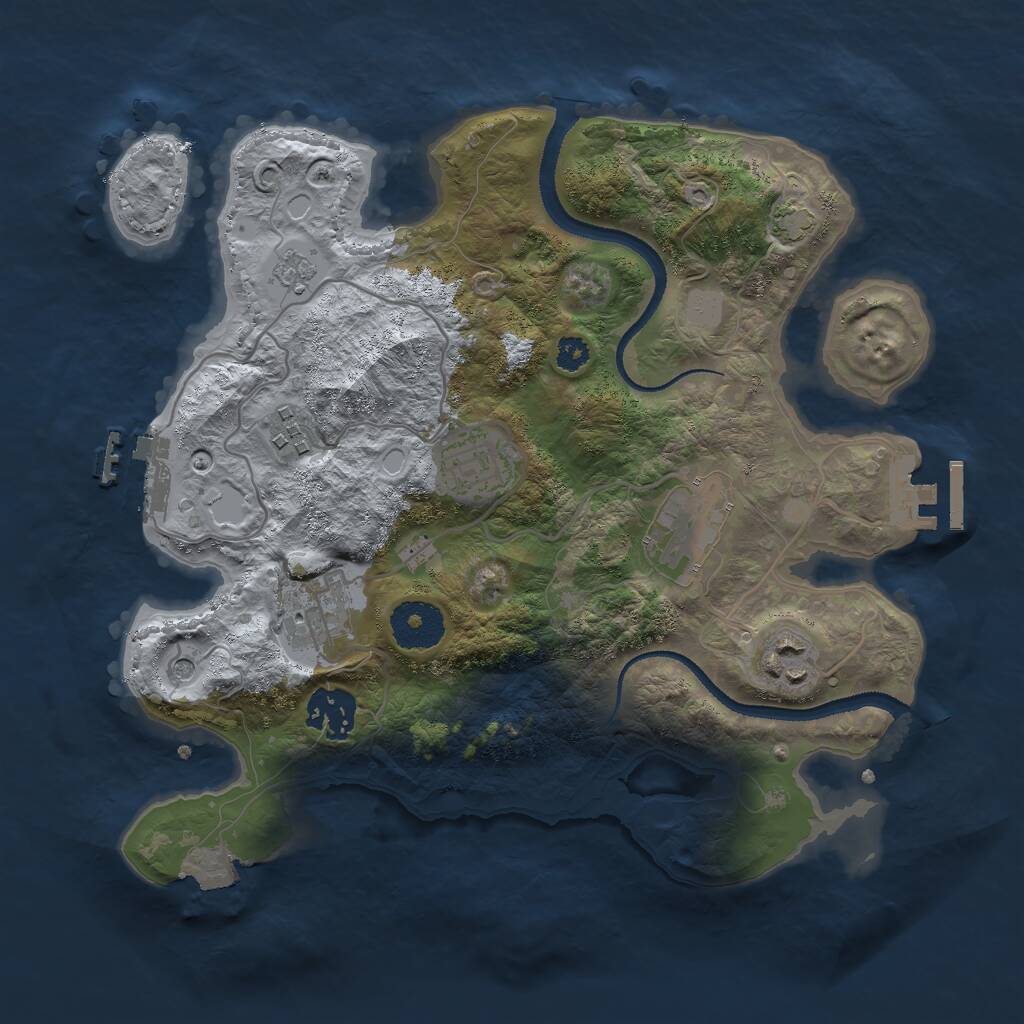 Rust Map: Procedural Map, Size: 3000, Seed: 28351, 12 Monuments