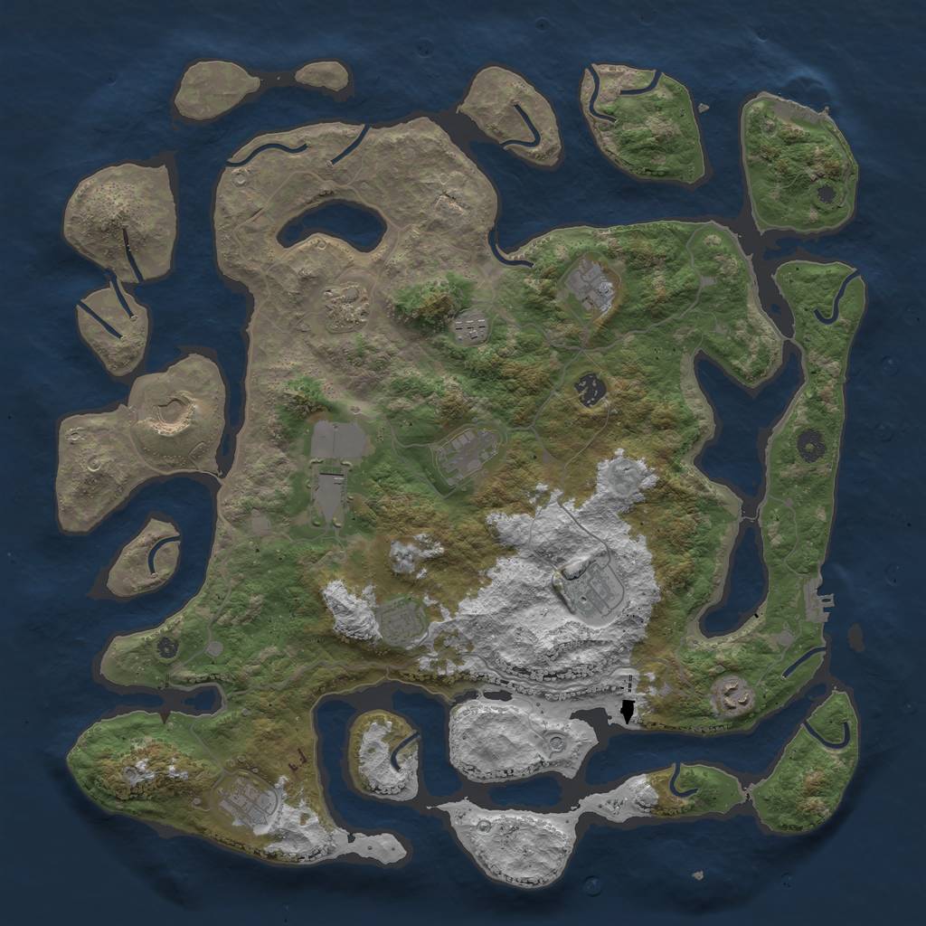 Rust Map: Procedural Map, Size: 4500, Seed: 1936254708, 16 Monuments