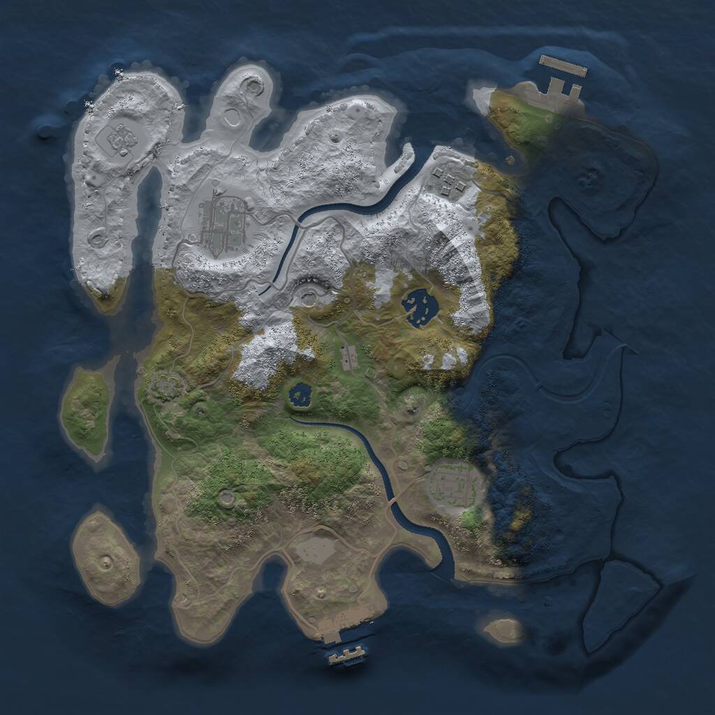 Rust Map: Procedural Map, Size: 3000, Seed: 455983192, 10 Monuments