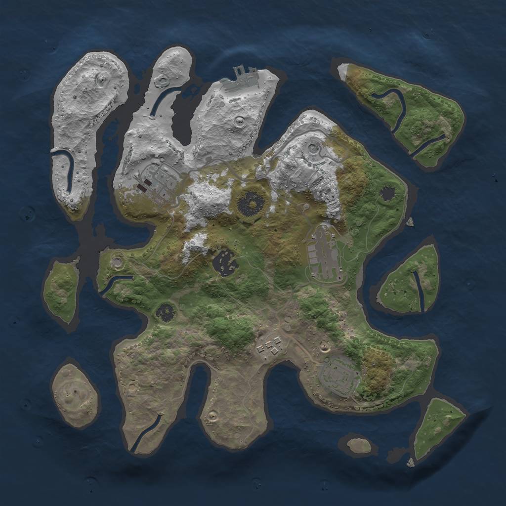 Rust Map: Procedural Map, Size: 3000, Seed: 455983192, 9 Monuments