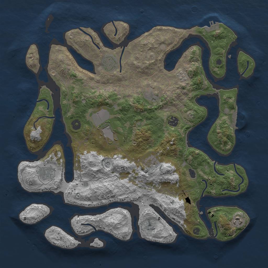 Rust Map: Procedural Map, Size: 4000, Seed: 45354968, 13 Monuments