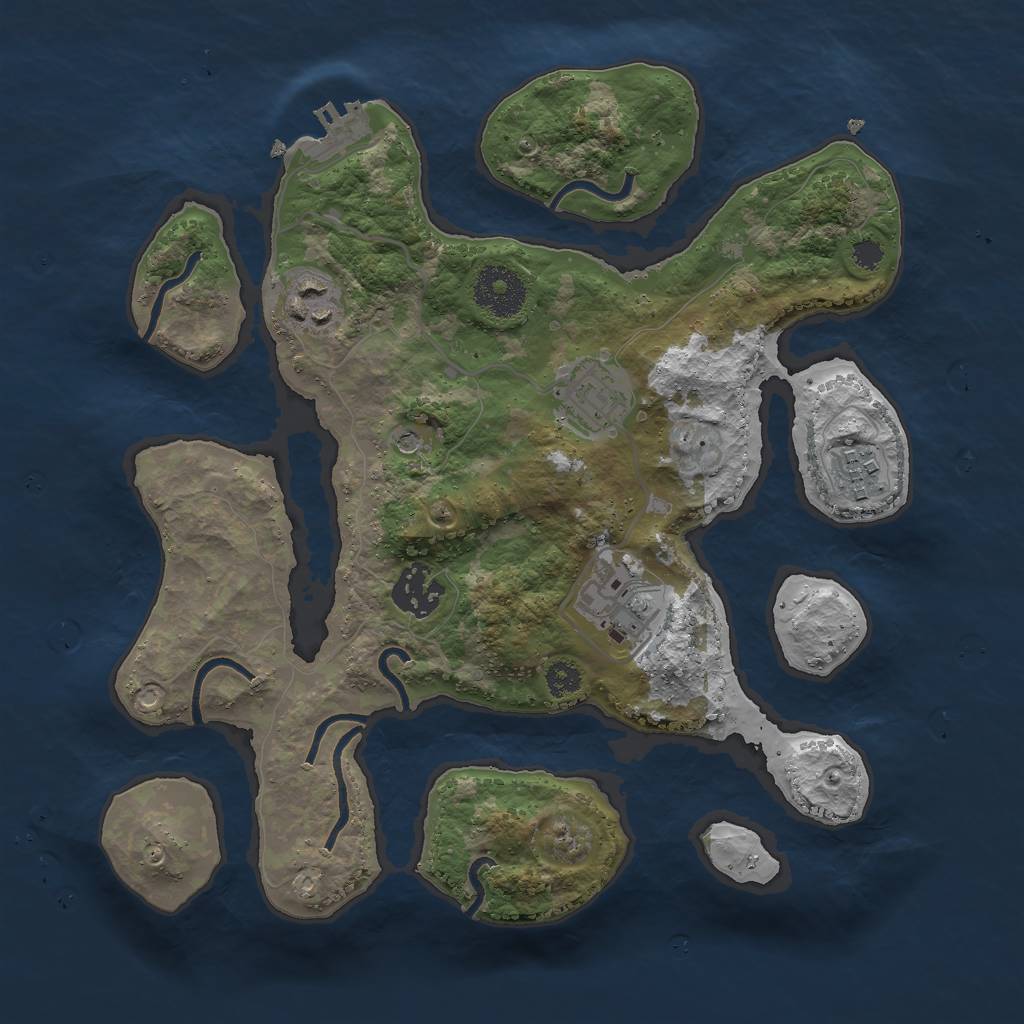 Rust Map: Procedural Map, Size: 3000, Seed: 5636365, 9 Monuments