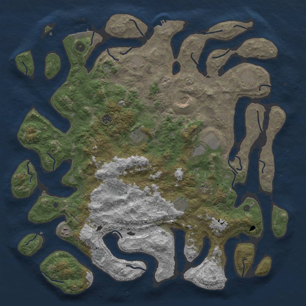 Rust Map: Procedural Map, Size: 5000, Seed: 563311, 16 Monuments