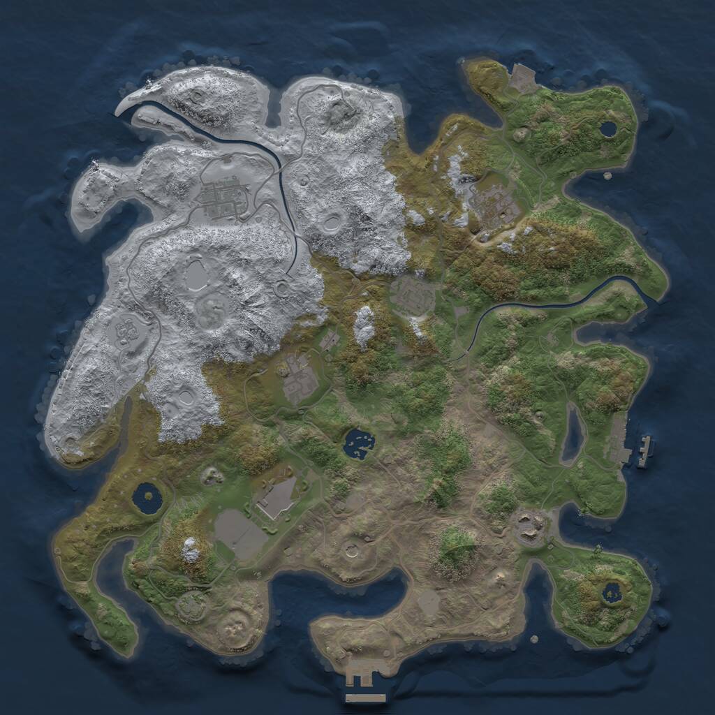 Rust Map: Procedural Map, Size: 3600, Seed: 109847109, 13 Monuments