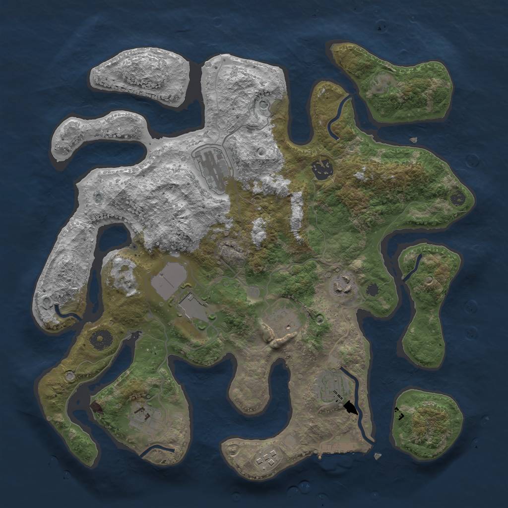 Rust Map: Procedural Map, Size: 3600, Seed: 109847109, 12 Monuments