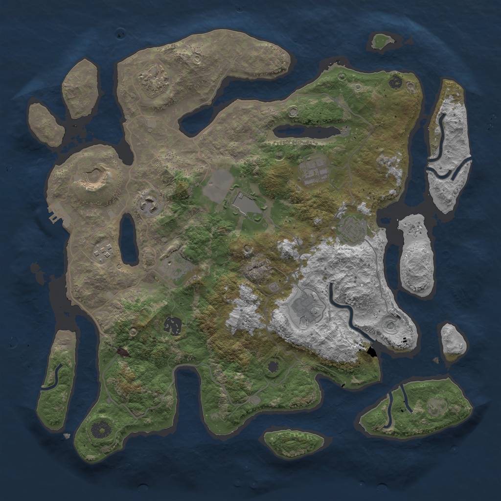 Rust Map: Procedural Map, Size: 4000, Seed: 667686722, 14 Monuments