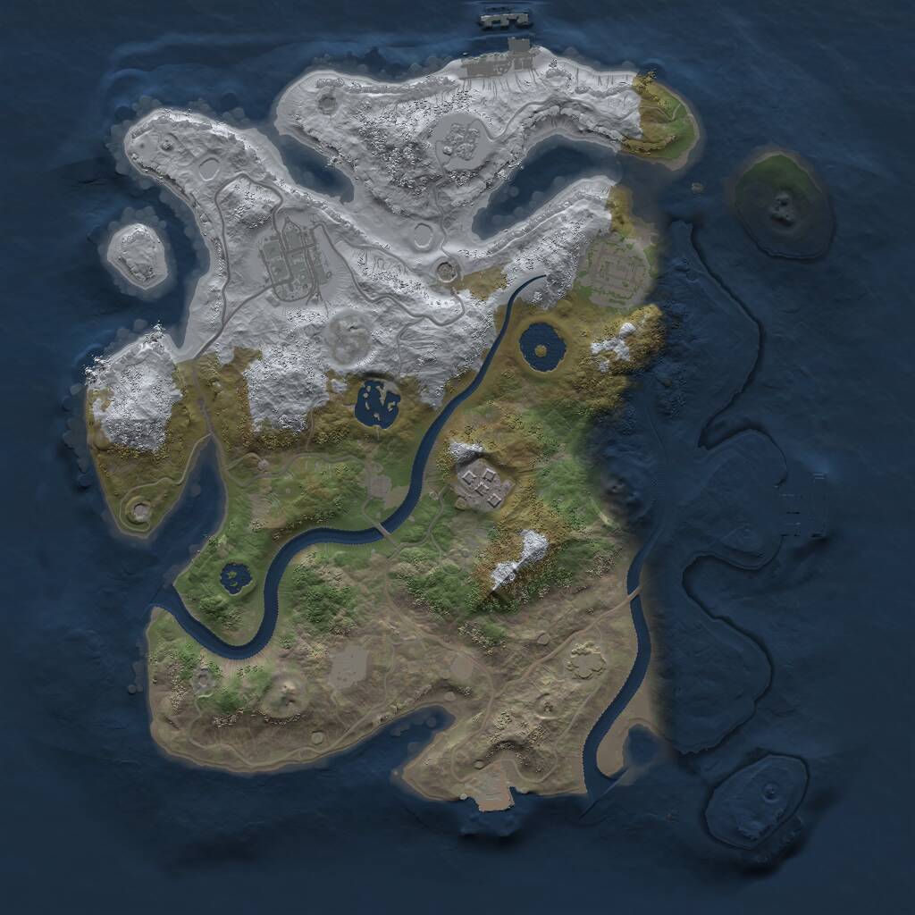 Rust Map: Procedural Map, Size: 3000, Seed: 5195, 10 Monuments
