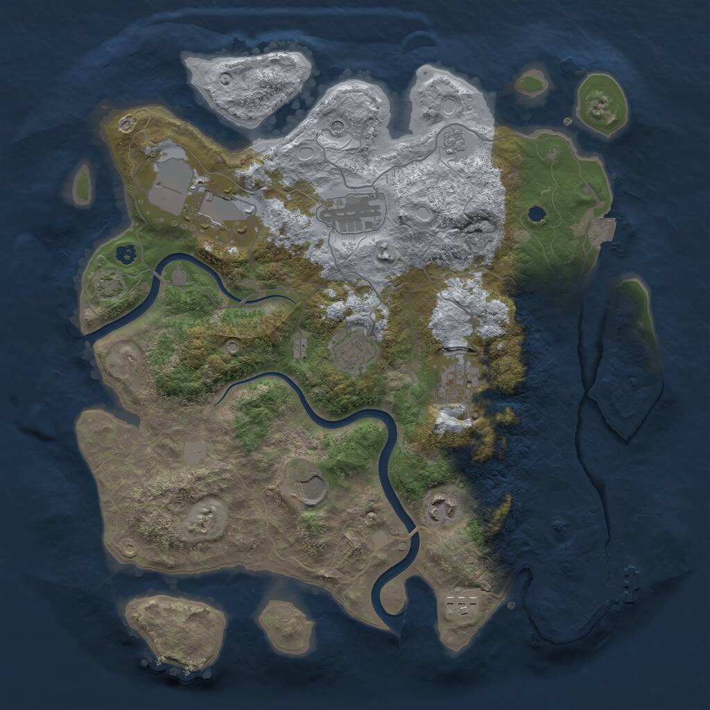 Rust Map: Procedural Map, Size: 3500, Seed: 802667, 12 Monuments