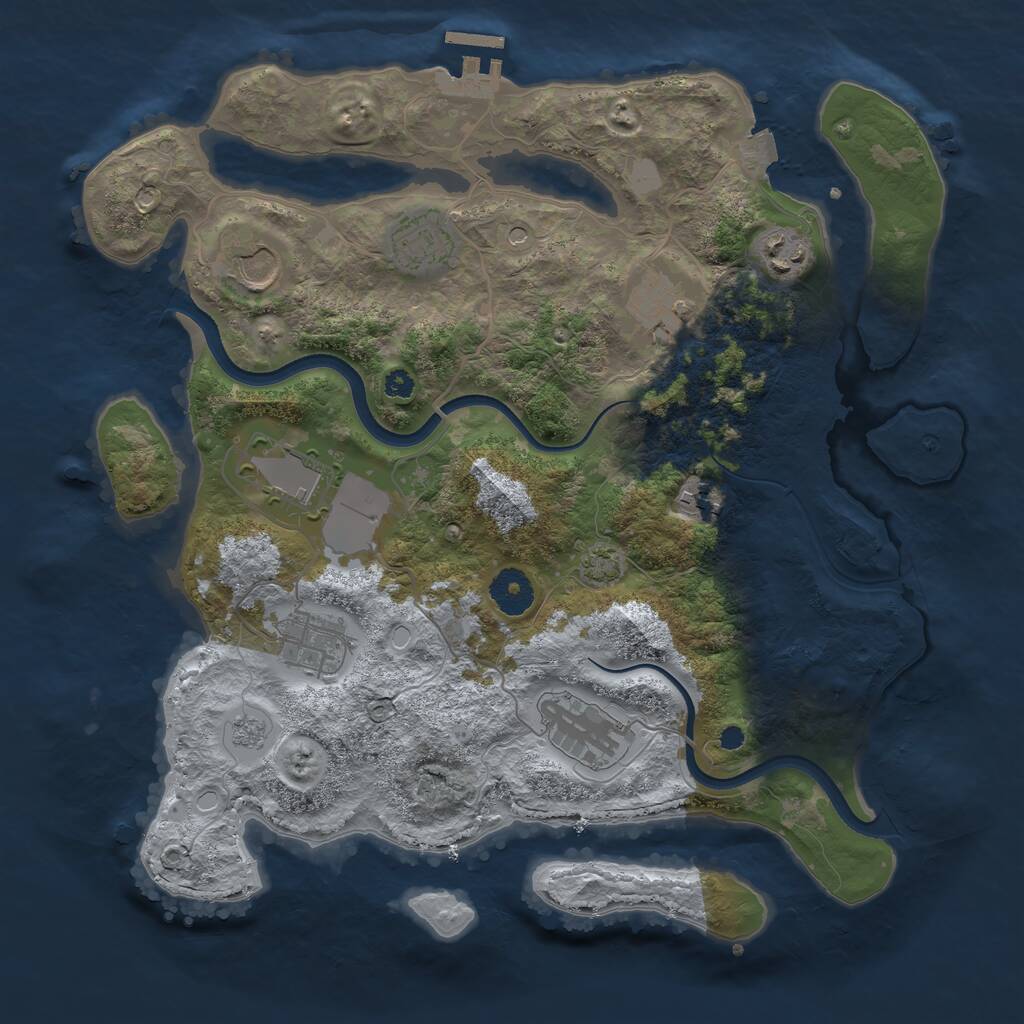 Rust Map: Procedural Map, Size: 3500, Seed: 2022860883, 13 Monuments
