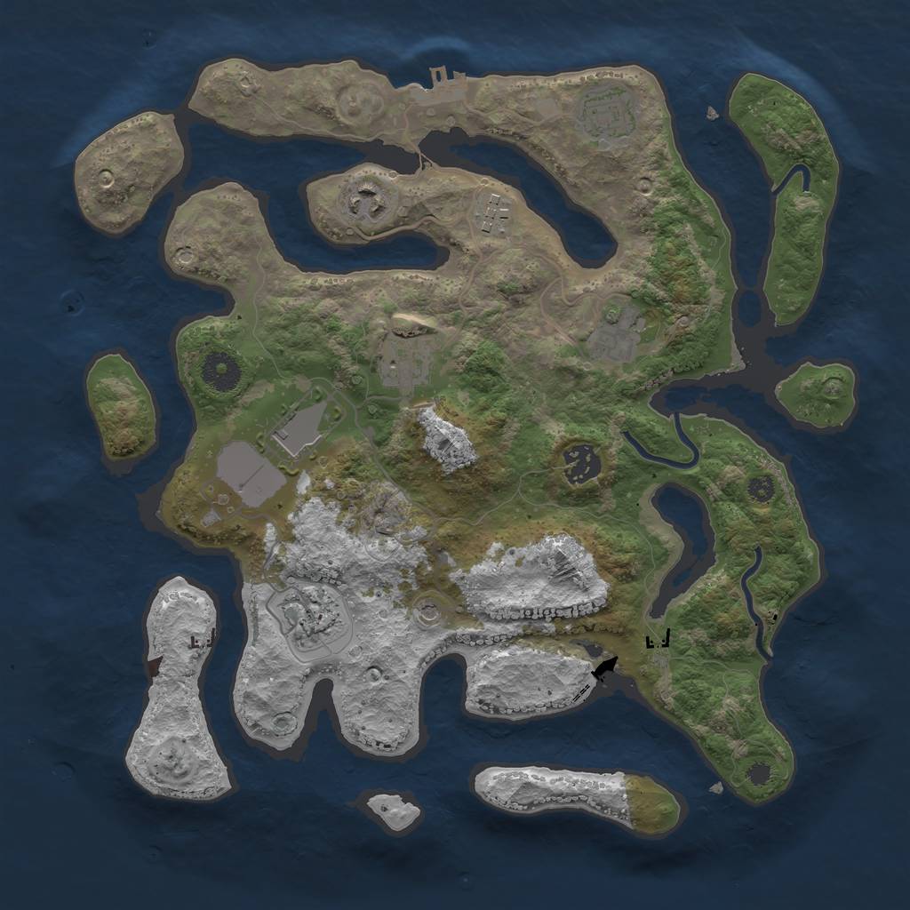 Rust Map: Procedural Map, Size: 3500, Seed: 2022860883, 12 Monuments