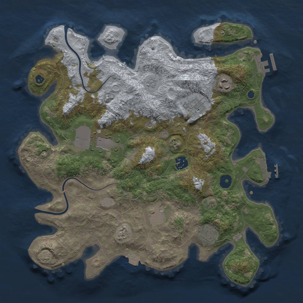 Rust Map: Procedural Map, Size: 3500, Seed: 351933305, 12 Monuments