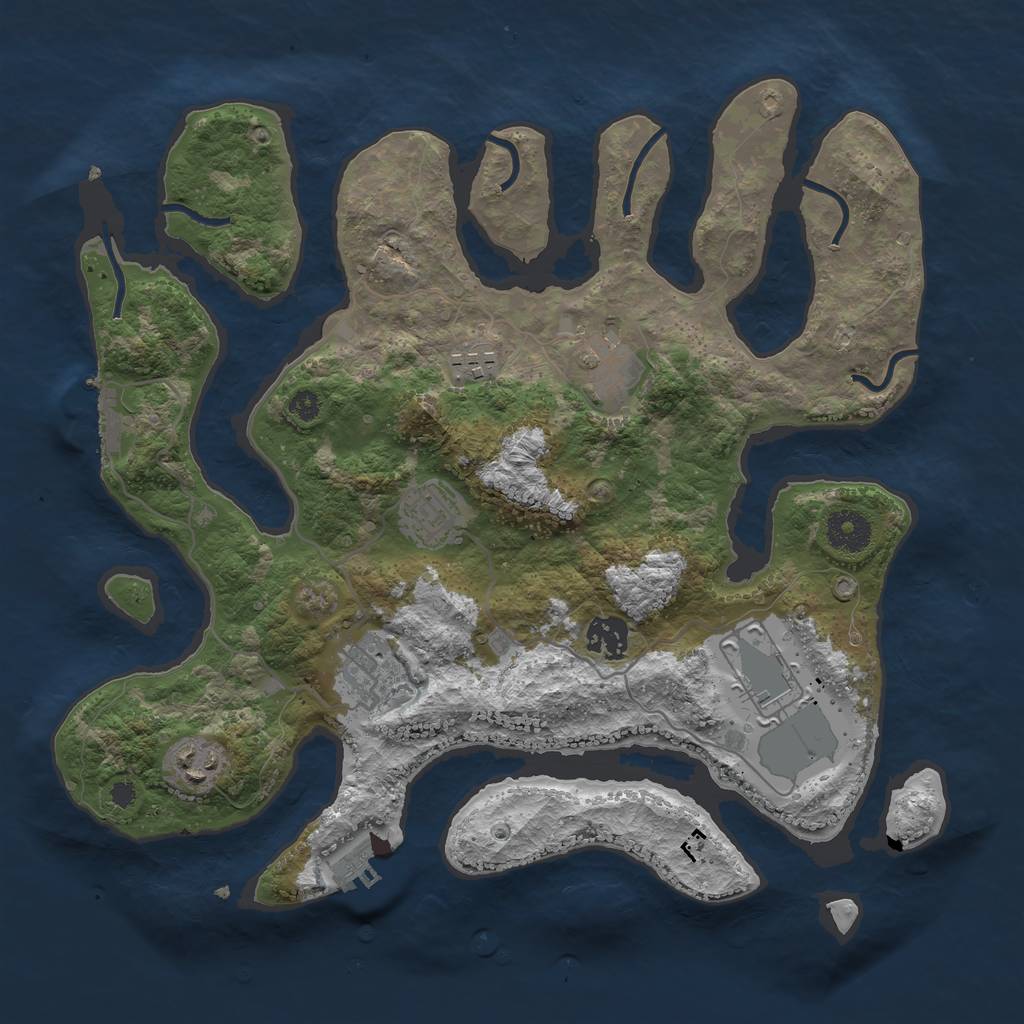 Rust Map: Procedural Map, Size: 3500, Seed: 16998357, 11 Monuments