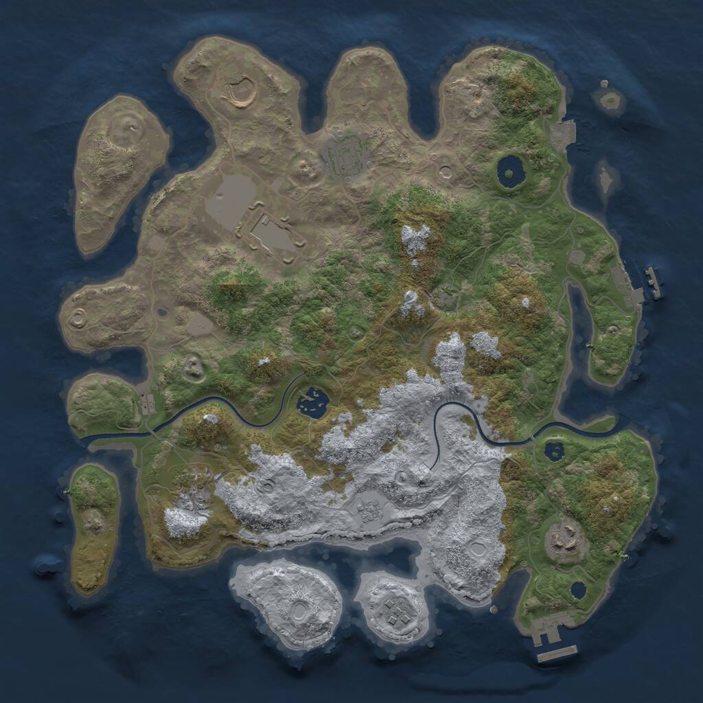 Rust Map: Procedural Map, Size: 3500, Seed: 1308022604, 13 Monuments