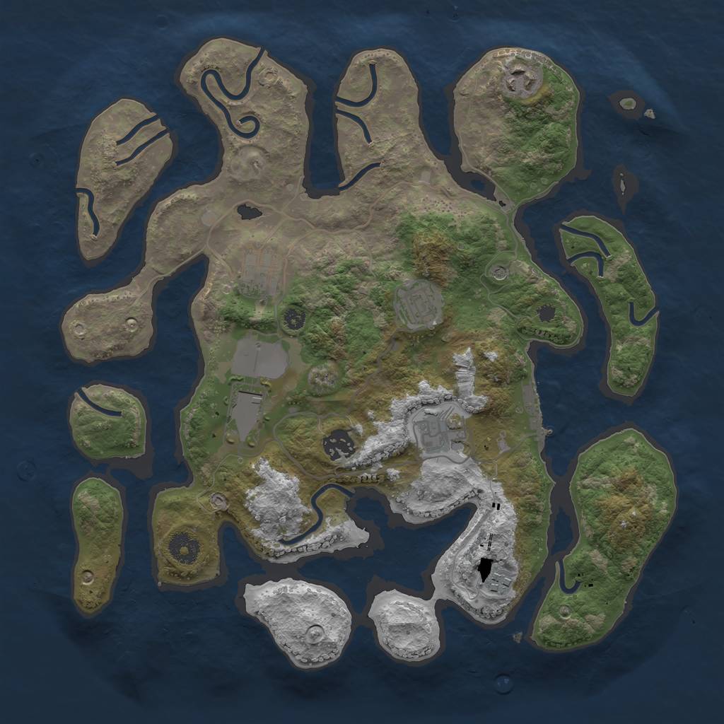 Rust Map: Procedural Map, Size: 3500, Seed: 1308022604, 11 Monuments