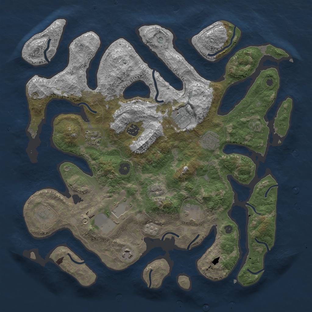 Rust Map: Procedural Map, Size: 3990, Seed: 1234, 12 Monuments