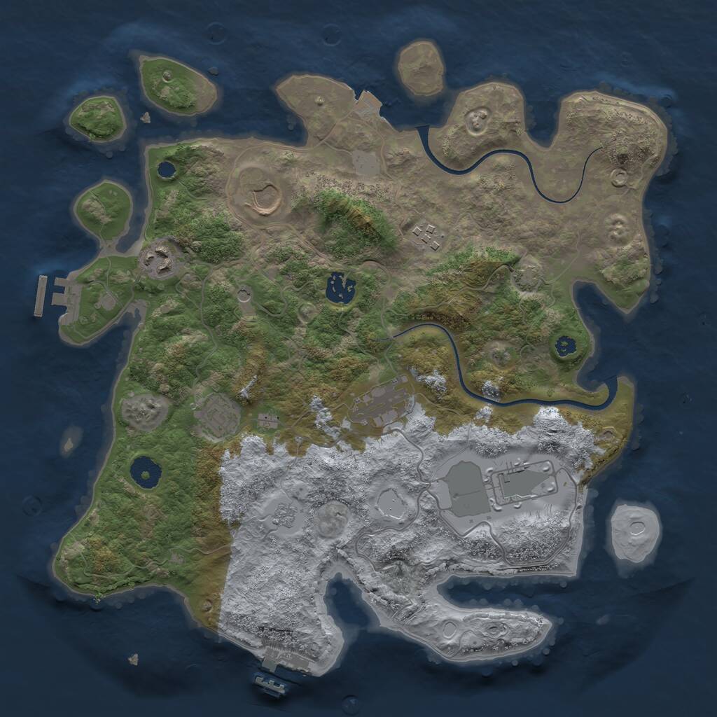 Rust Map: Procedural Map, Size: 3500, Seed: 1533994724, 13 Monuments