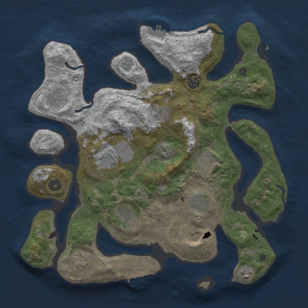 Rust Map: Procedural Map, Size: 3750, Seed: 385021518, 16 Monuments