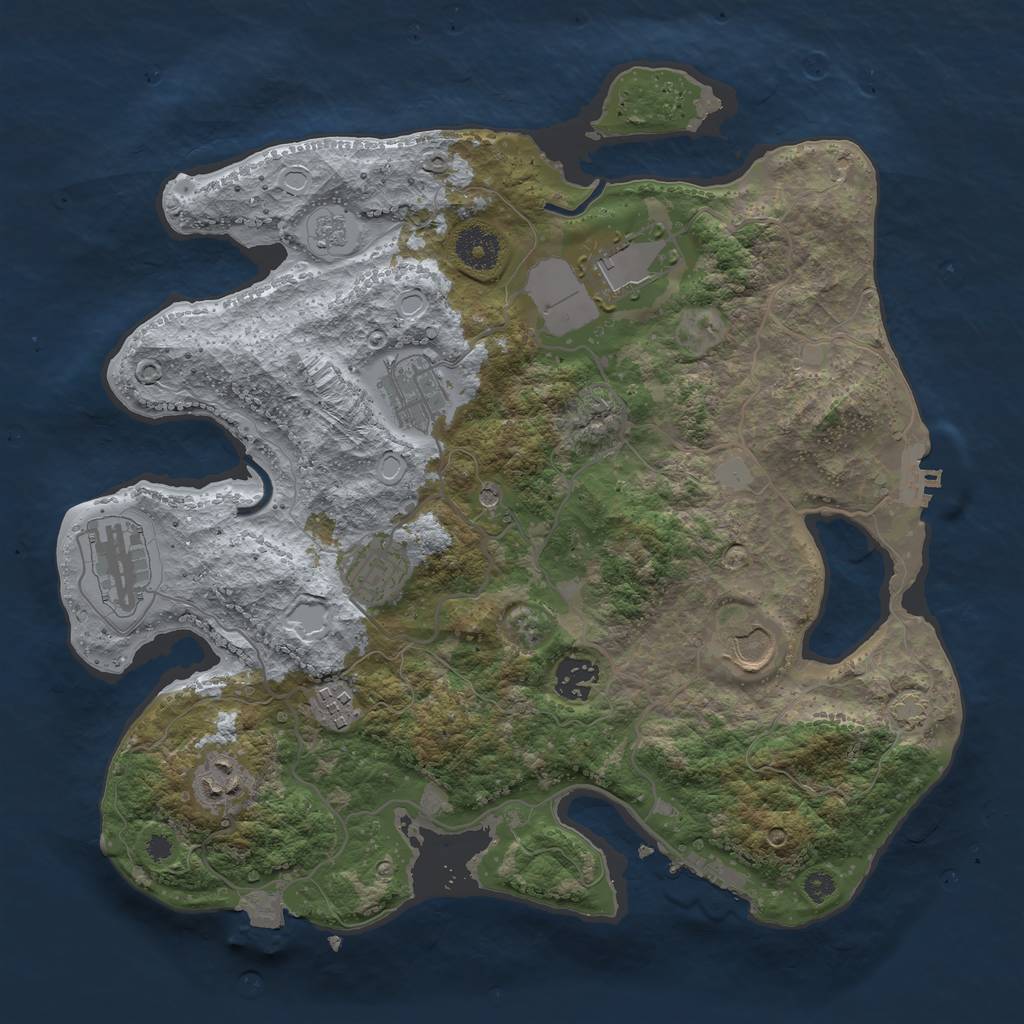 Rust Map: Procedural Map, Size: 3500, Seed: 822461885, 16 Monuments