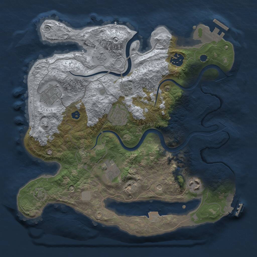 Rust Map: Procedural Map, Size: 3000, Seed: 873675662, 12 Monuments