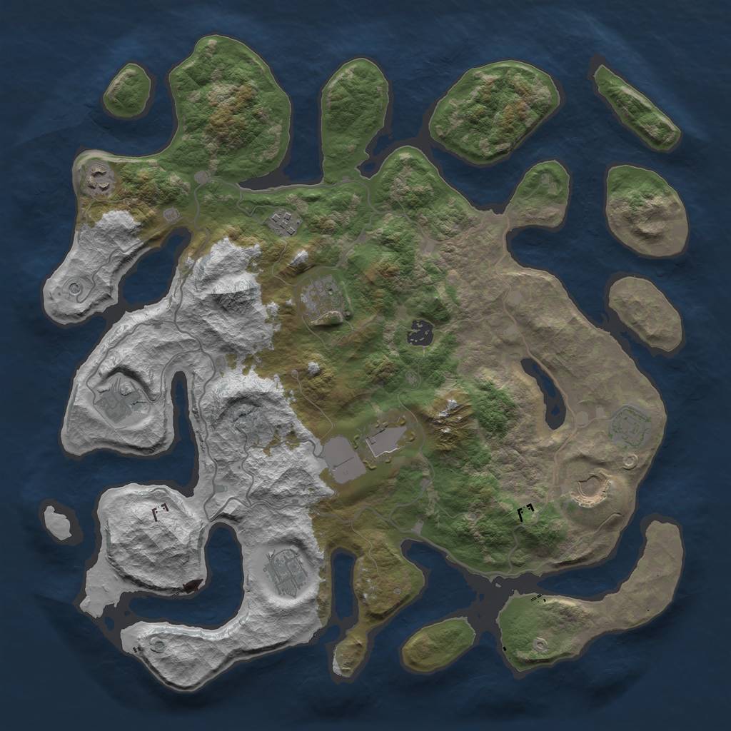 Rust Map: Barren, Size: 4096, Seed: 148087691, 12 Monuments