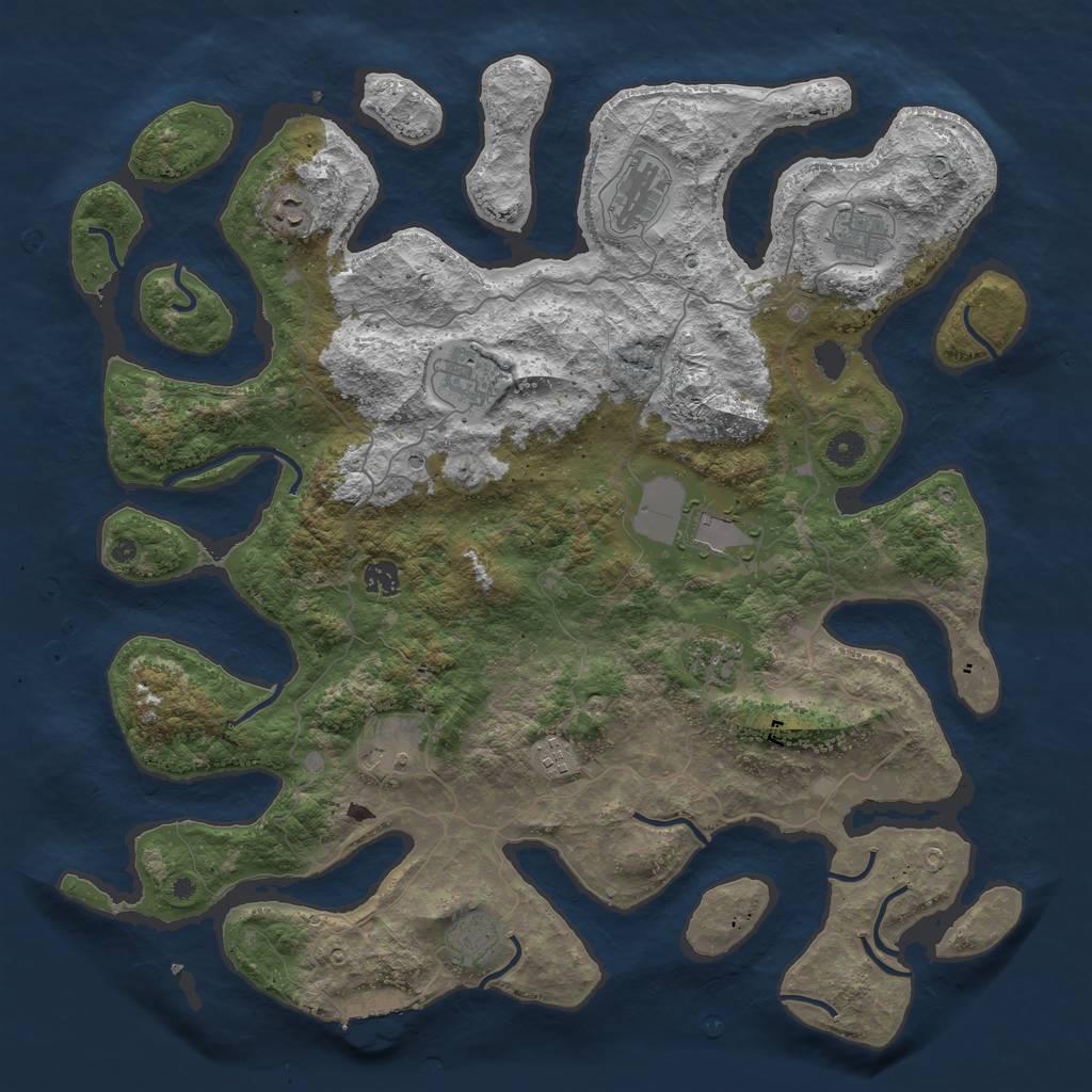 Rust Map: Procedural Map, Size: 4500, Seed: 436068461, 14 Monuments