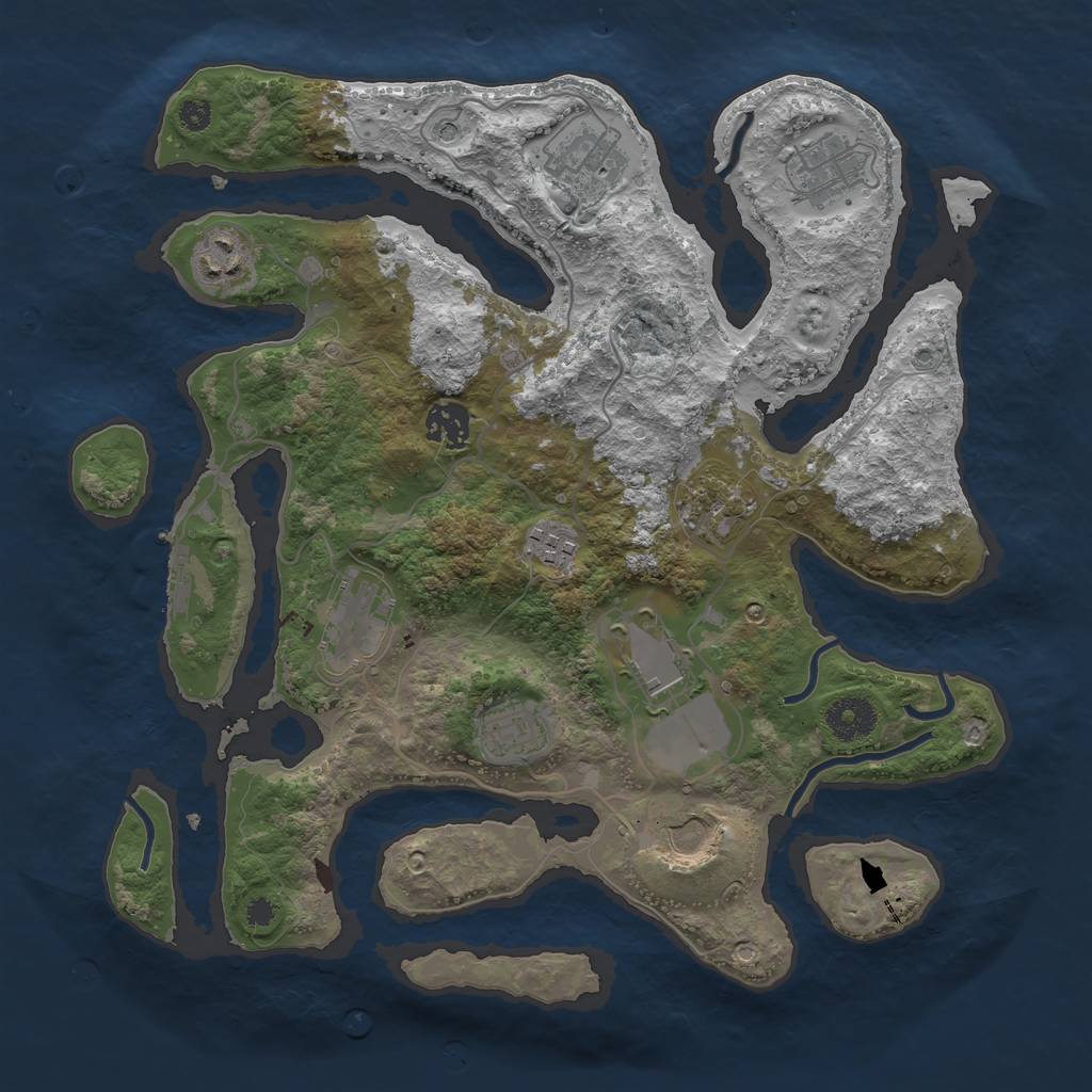 Rust Map: Procedural Map, Size: 3500, Seed: 1483410534, 14 Monuments