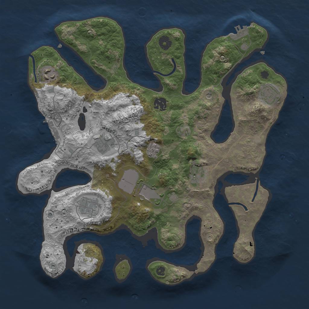 Rust Map: Procedural Map, Size: 3500, Seed: 30478, 13 Monuments