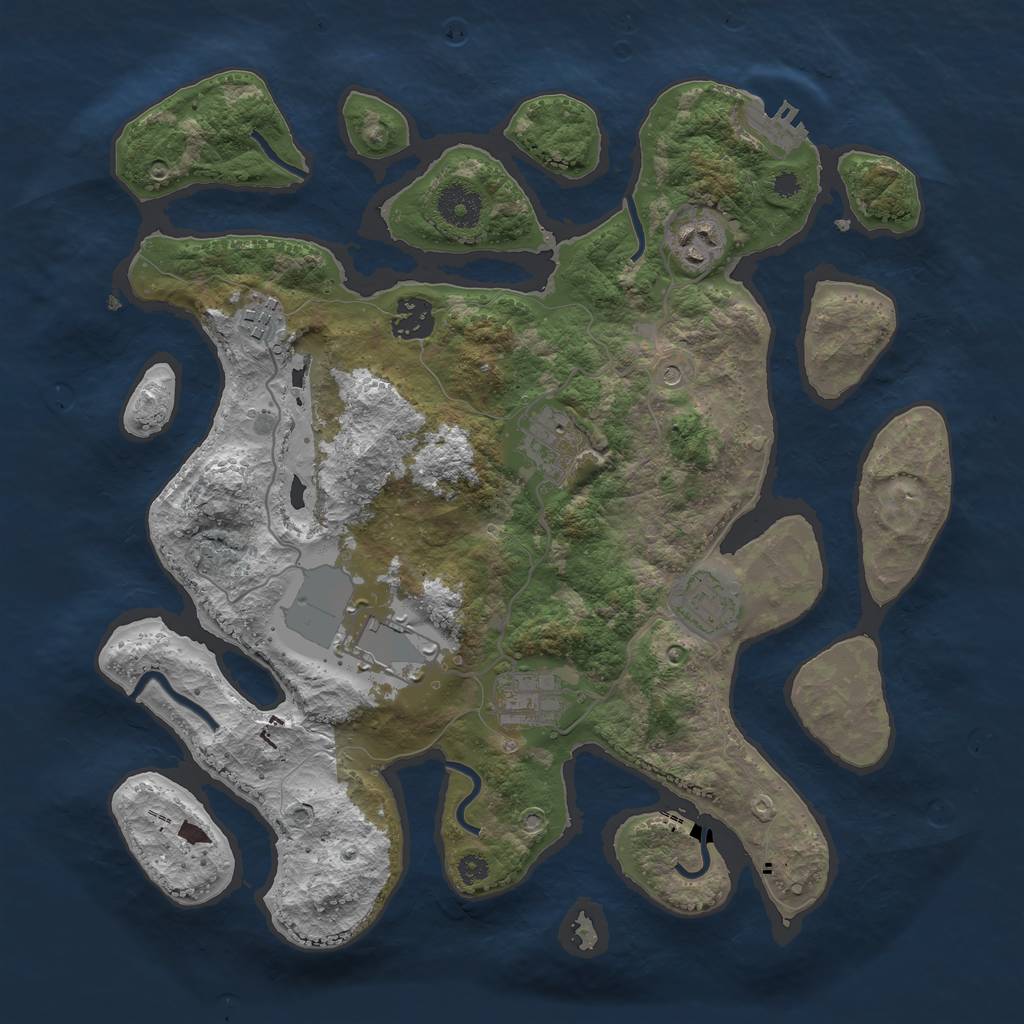 Rust Map: Procedural Map, Size: 3500, Seed: 3487, 11 Monuments