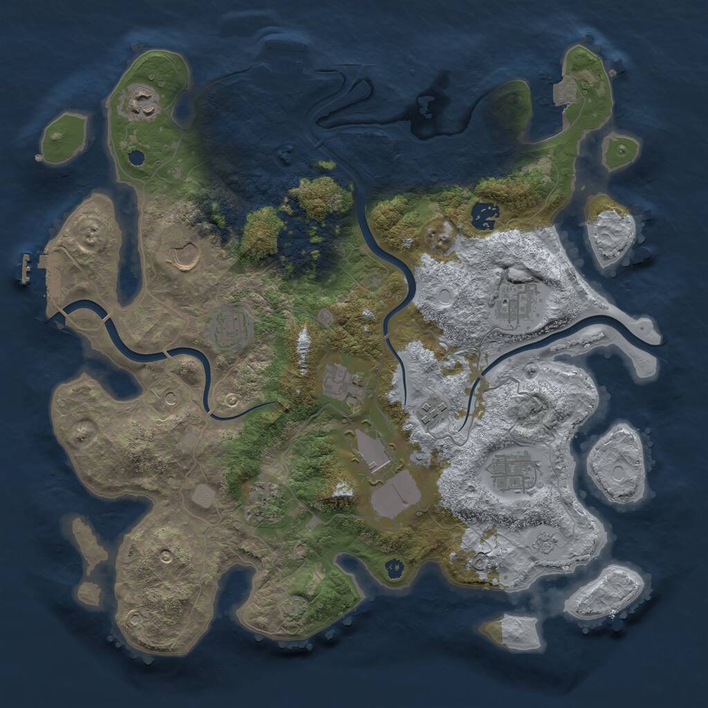 Rust Map: Procedural Map, Size: 3700, Seed: 23068327, 16 Monuments