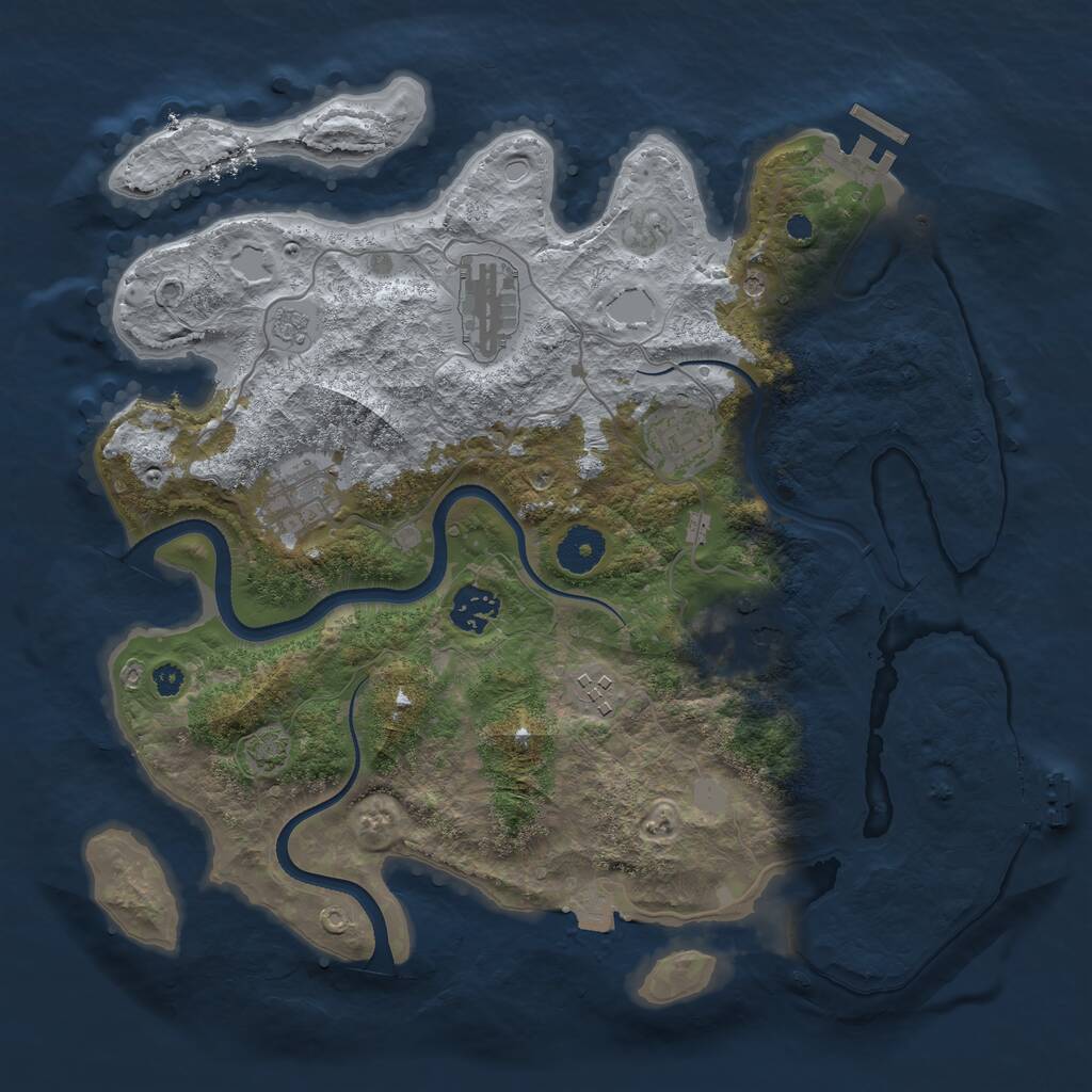 Rust Map: Procedural Map, Size: 3500, Seed: 1270266879, 12 Monuments