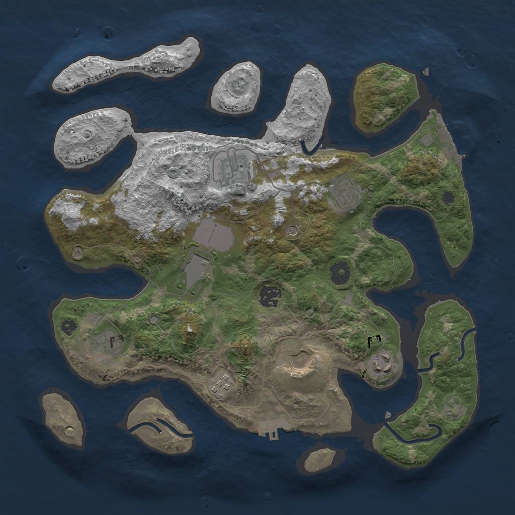 Rust Map: Procedural Map, Size: 3500, Seed: 1270266879, 13 Monuments