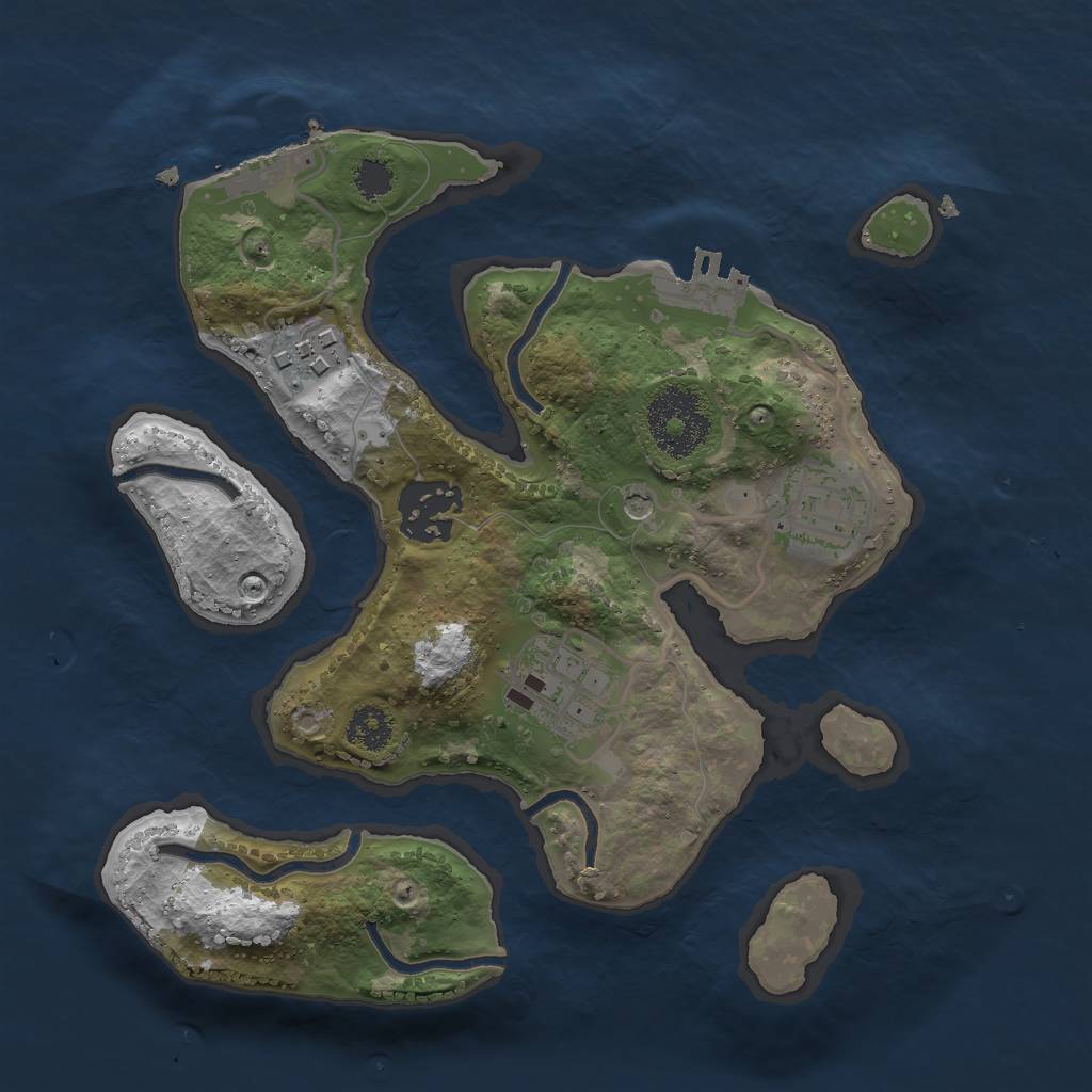 Rust Map: Procedural Map, Size: 2500, Seed: 223, 9 Monuments