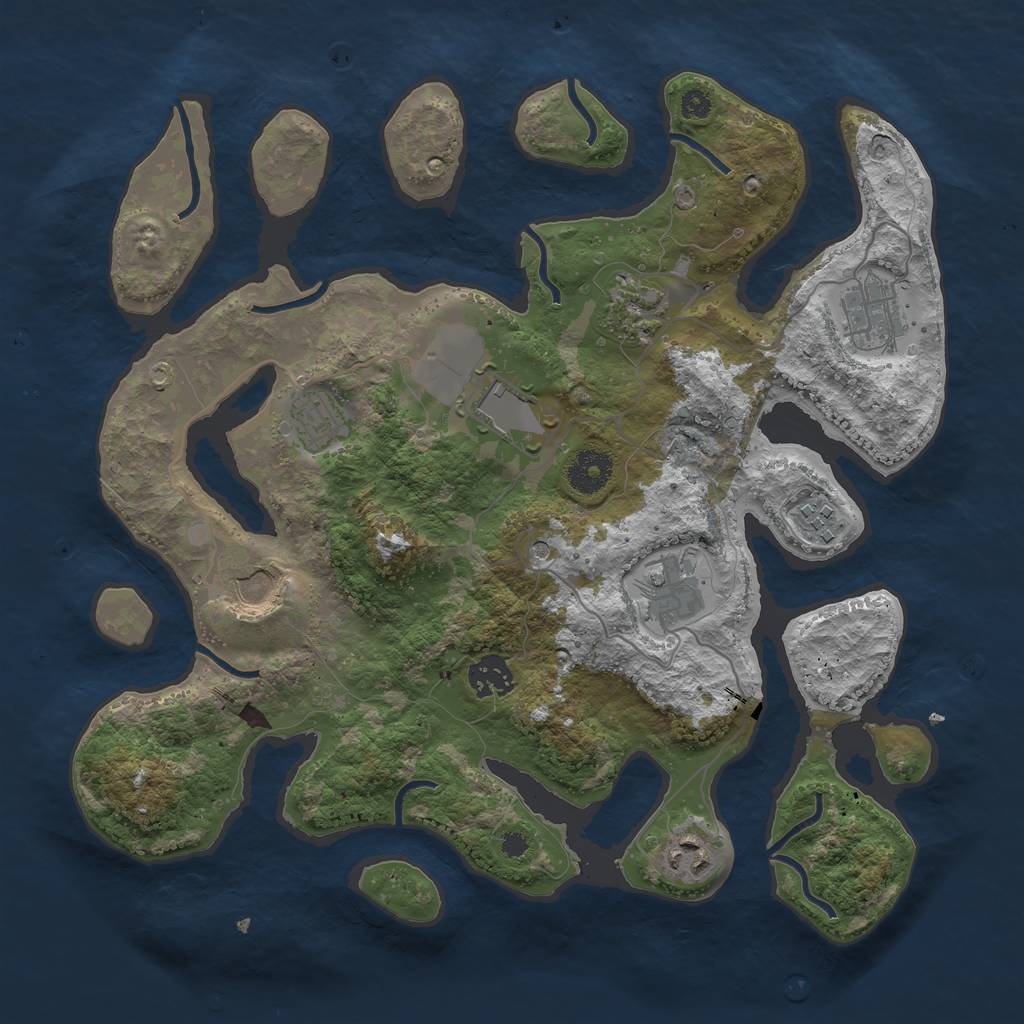 Rust Map: Procedural Map, Size: 3500, Seed: 1765121653, 12 Monuments