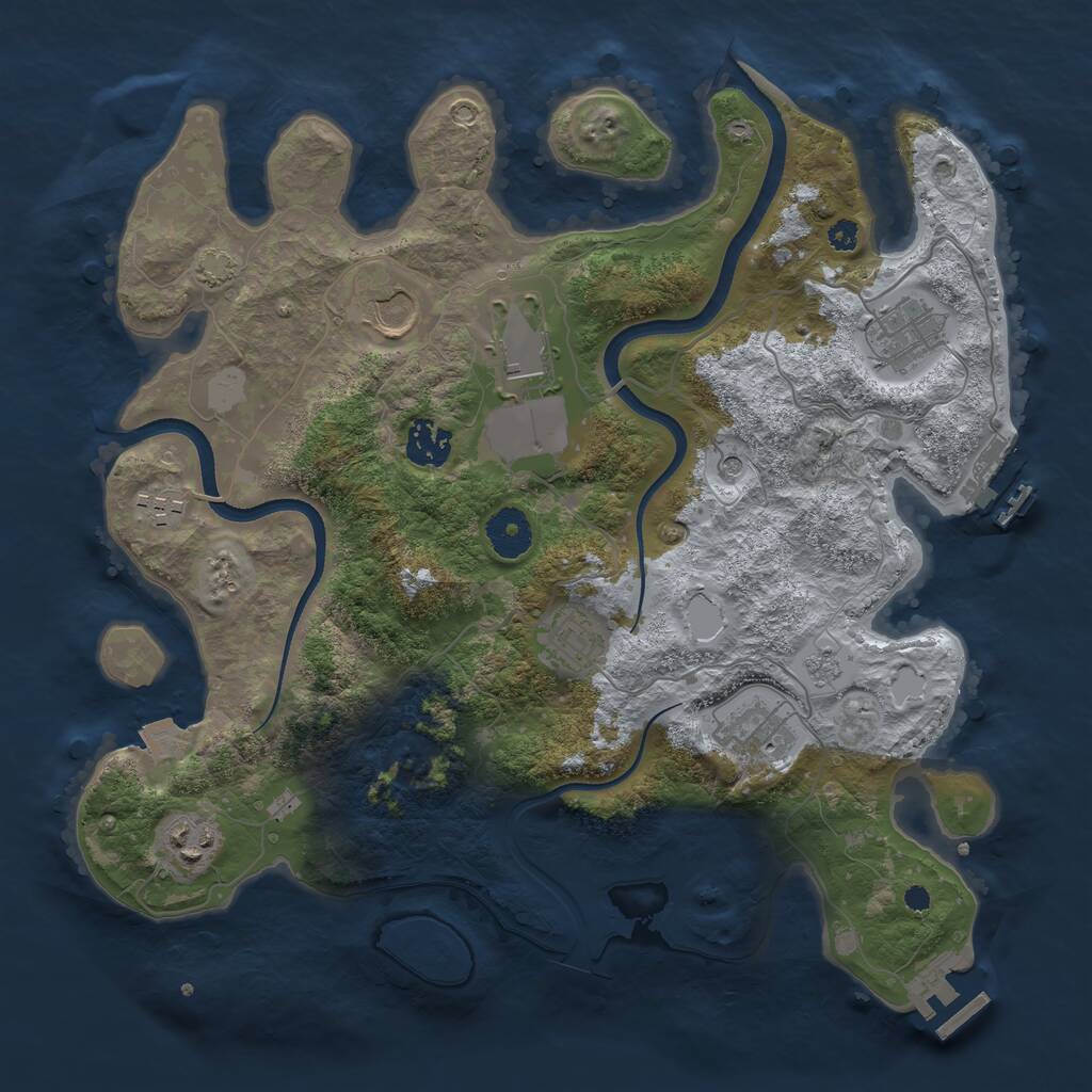 Rust Map: Procedural Map, Size: 3500, Seed: 1765121653, 14 Monuments