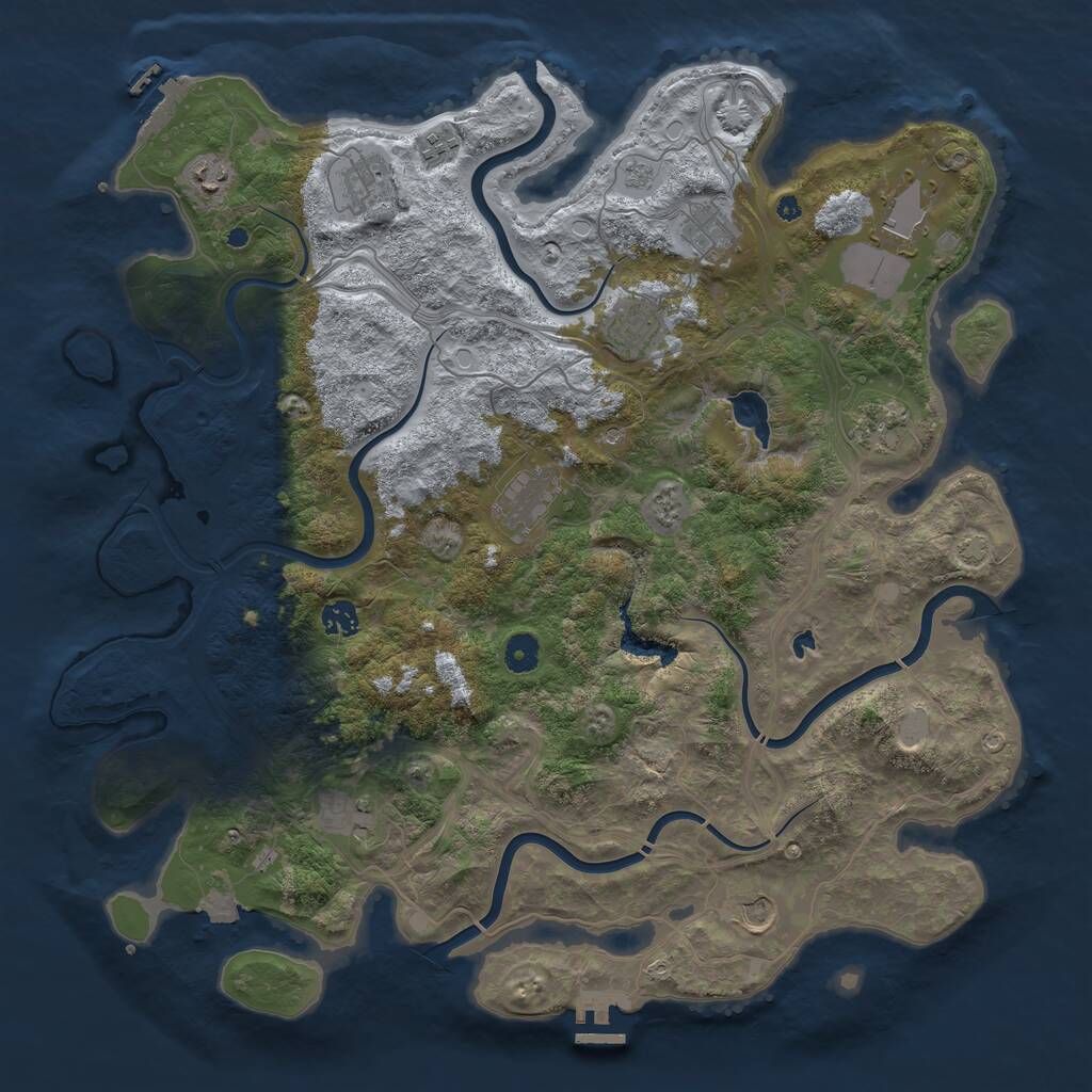 Rust Map: Procedural Map, Size: 4400, Seed: 37655814, 17 Monuments