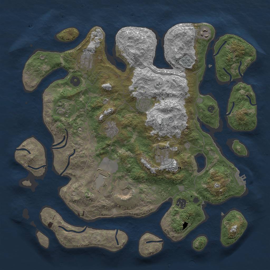 Rust Map: Procedural Map, Size: 4000, Seed: 11663, 14 Monuments