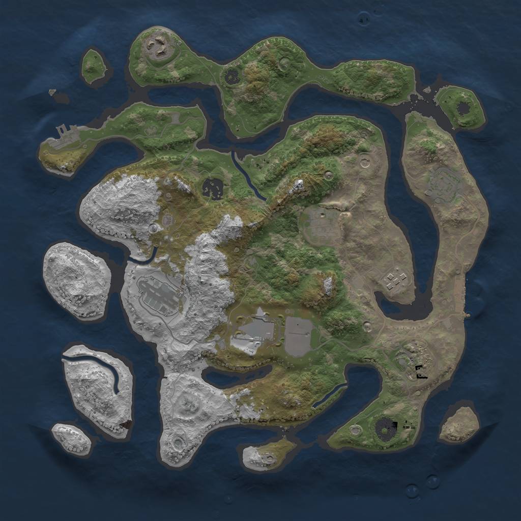 Rust Map: Procedural Map, Size: 3500, Seed: 4901165, 13 Monuments