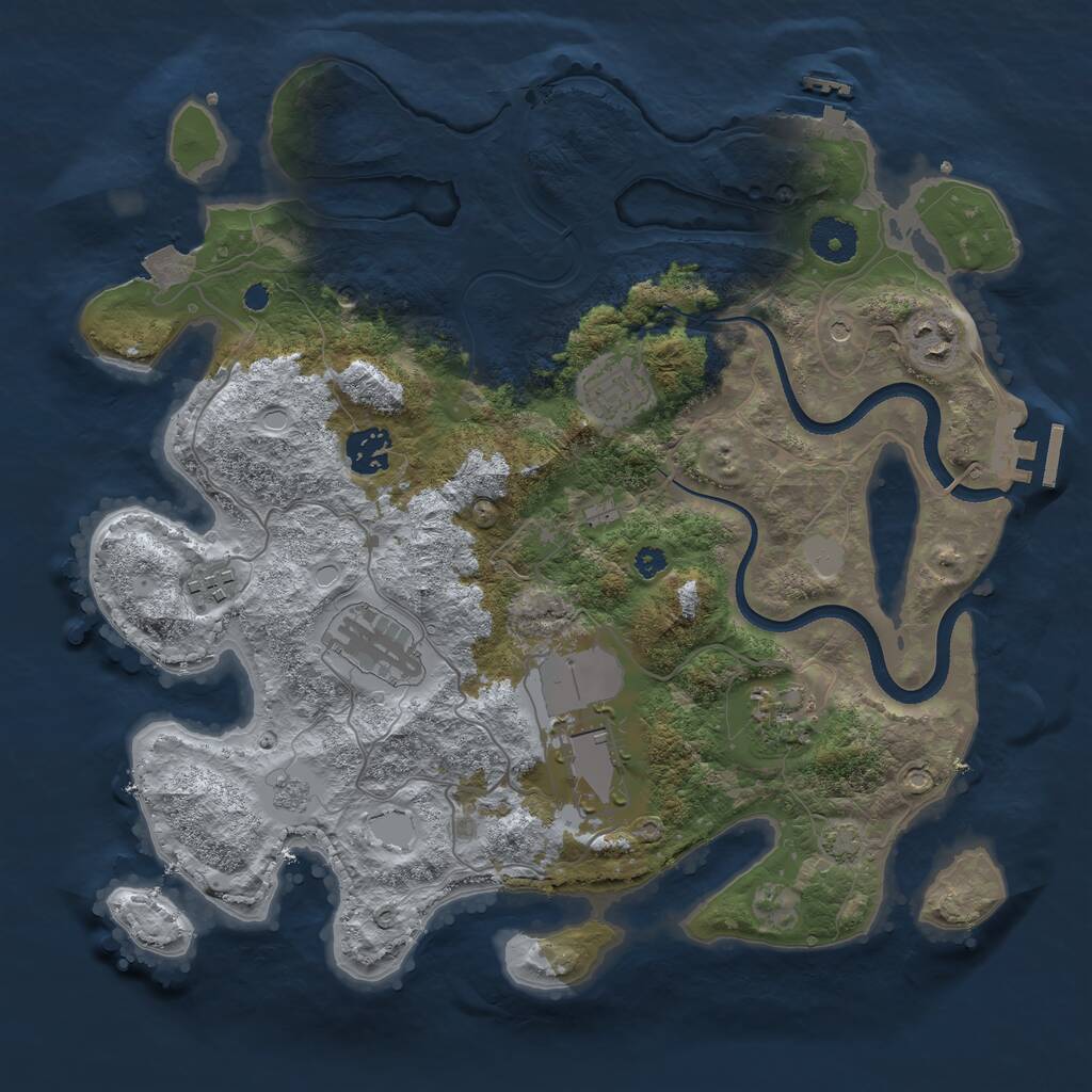 Rust Map: Procedural Map, Size: 3500, Seed: 4901165, 13 Monuments