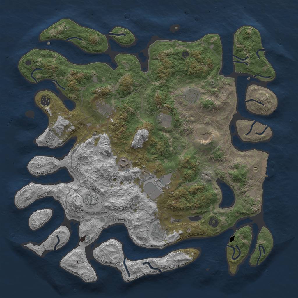 Rust Map: Procedural Map, Size: 4500, Seed: 1213666753, 14 Monuments