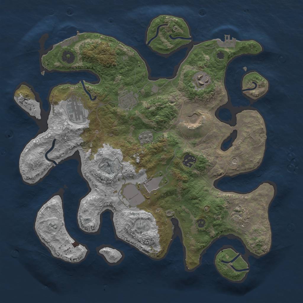 Rust Map: Procedural Map, Size: 3500, Seed: 1396997081, 13 Monuments