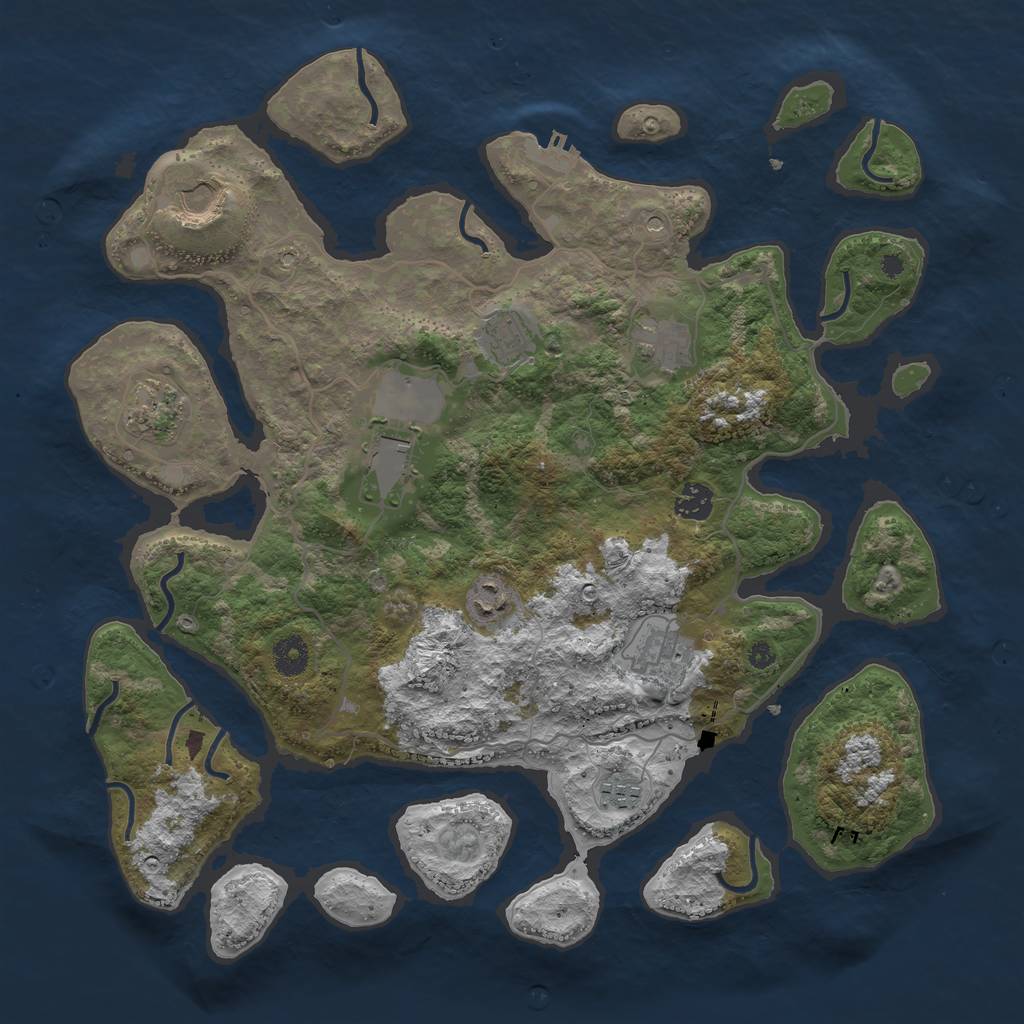 Rust Map: Procedural Map, Size: 4000, Seed: 541946501, 13 Monuments