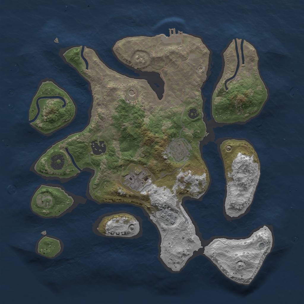 Rust Map: Procedural Map, Size: 3000, Seed: 1505405448, 8 Monuments