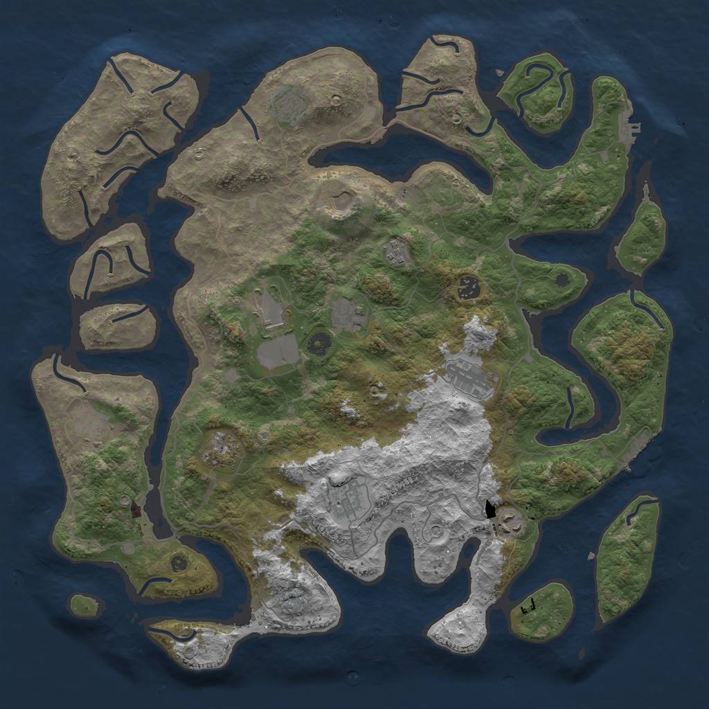 Rust Map: Procedural Map, Size: 4500, Seed: 711669, 16 Monuments