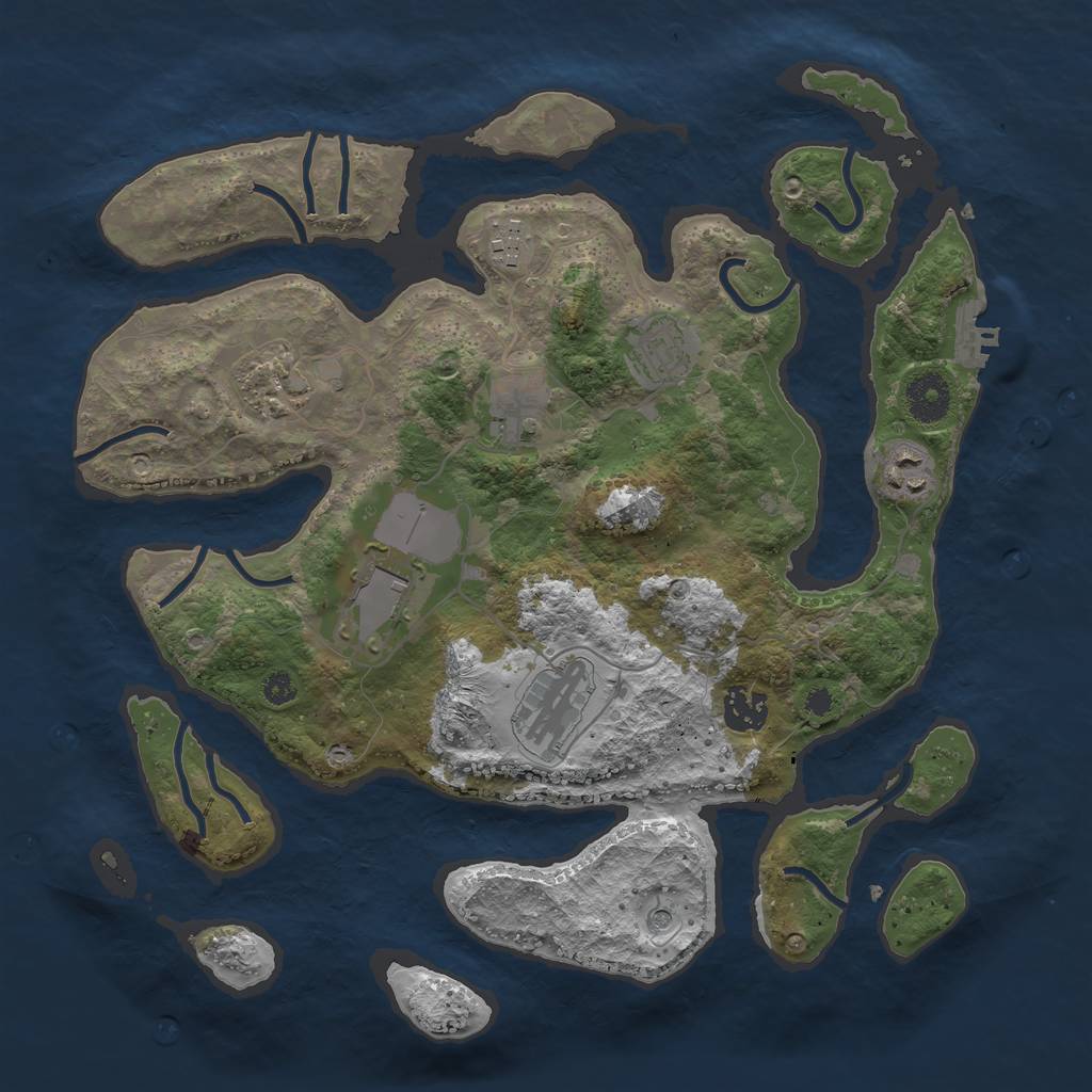 Rust Map: Procedural Map, Size: 3500, Seed: 37526, 12 Monuments