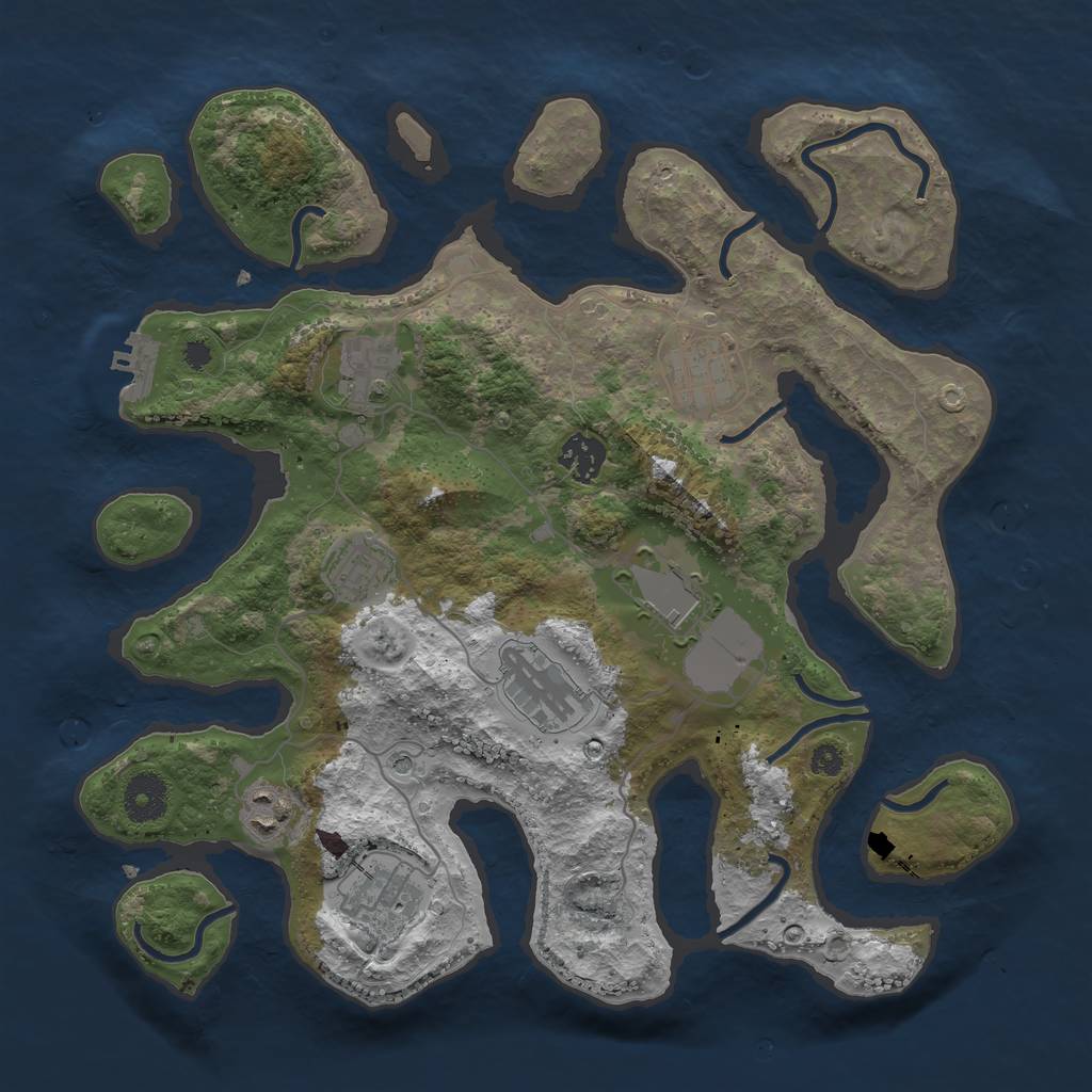 Rust Map: Procedural Map, Size: 3500, Seed: 978882, 12 Monuments